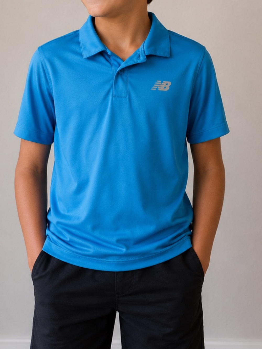 New Balance Boys Blue Performance Polo Shirt Size 10